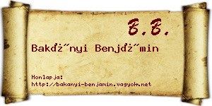 Bakányi Benjámin névjegykártya